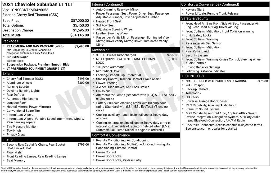 Used 2021 Chevrolet Suburban LT w/ Rear Media and Nav Package RWD image 12