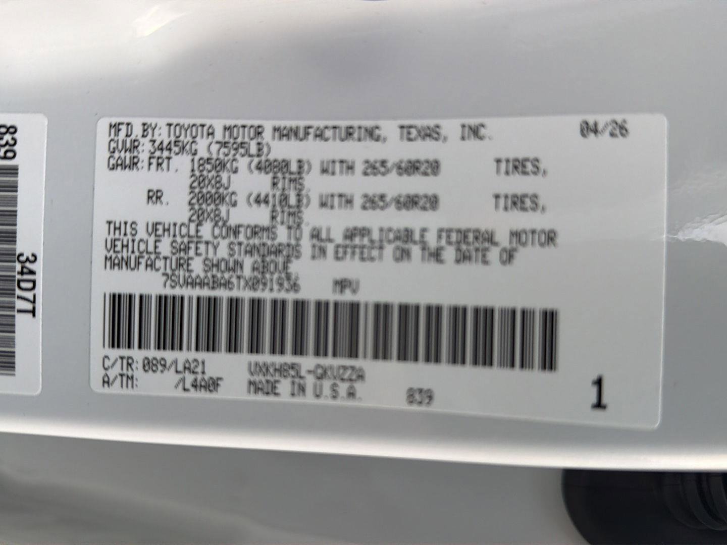 New 2026 Toyota Sequoia Platinum AWD/4WD image 39