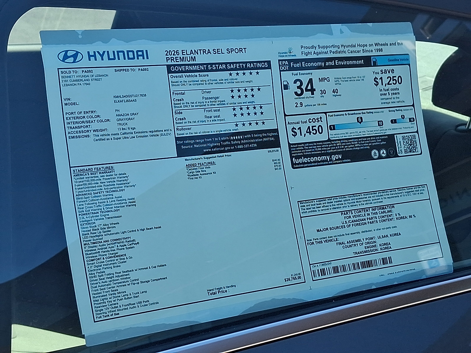 New 2026 Hyundai Elantra SEL Sport FWD image 3