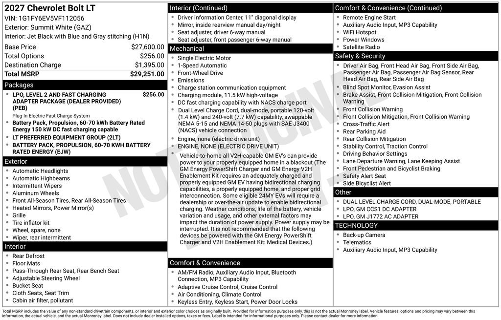 New 2027 Chevrolet Bolt LT FWD image 4