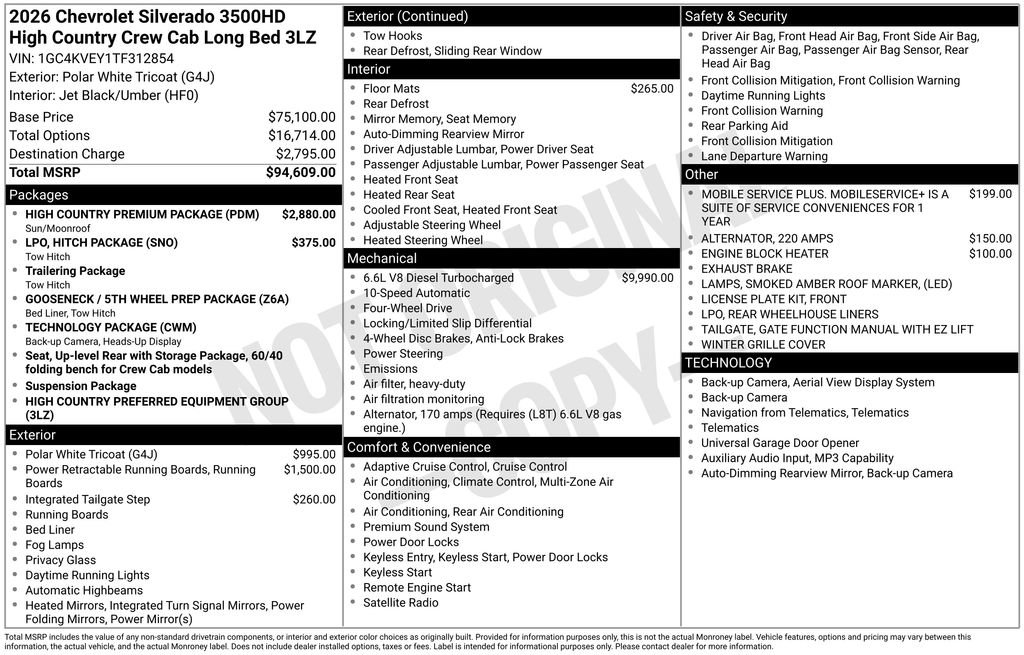 New 2026 Chevrolet Silverado 3500 High Country w/ High Country Premium Package AWD/4WD image 19