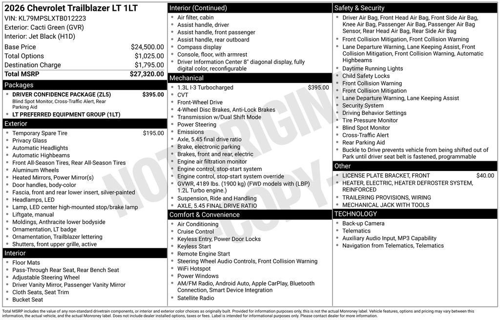 Used 2026 Chevrolet TrailBlazer LT w/ Driver Confidence Package image 17