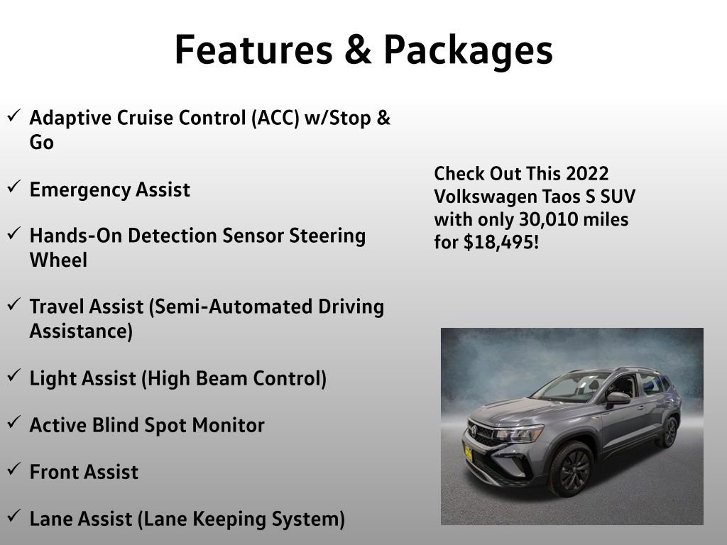 Used 2022 Volkswagen Taos S w/ IQ Drive S Package AWD/4WD image 8