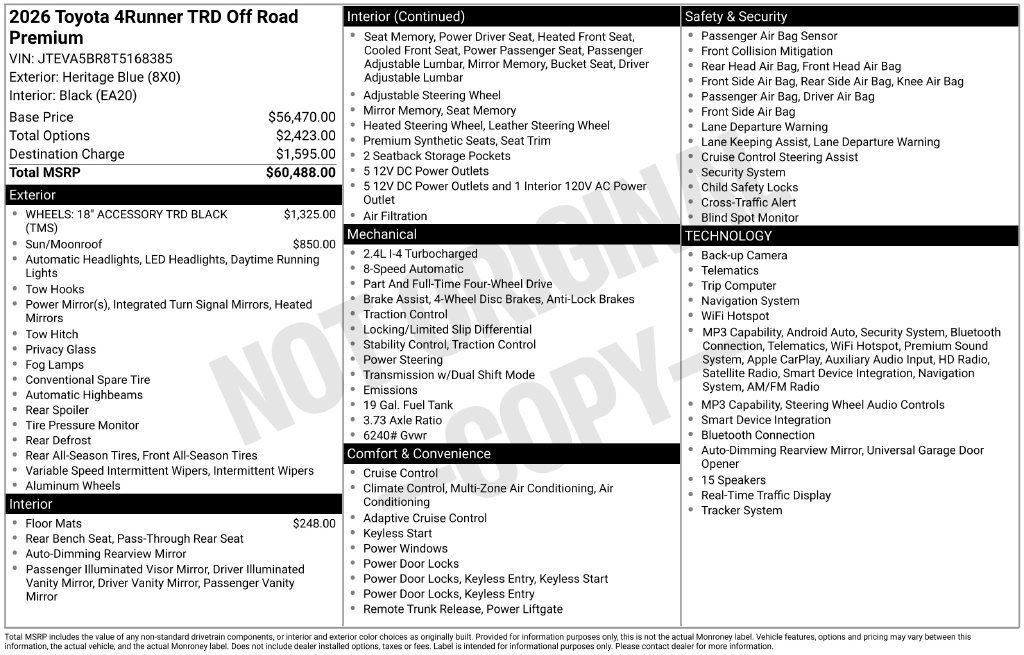 New 2026 Toyota 4Runner TRD Off-Road Premium AWD/4WD image 4