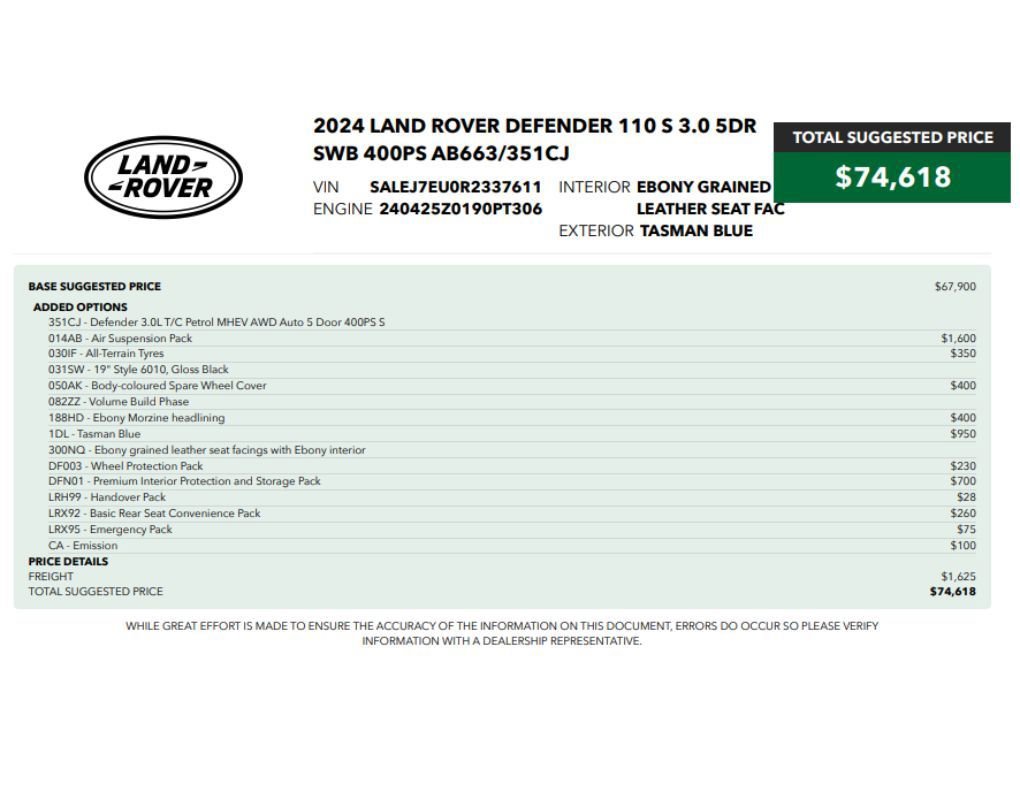 Used 2024 Land Rover Defender 110 S AWD/4WD image 2