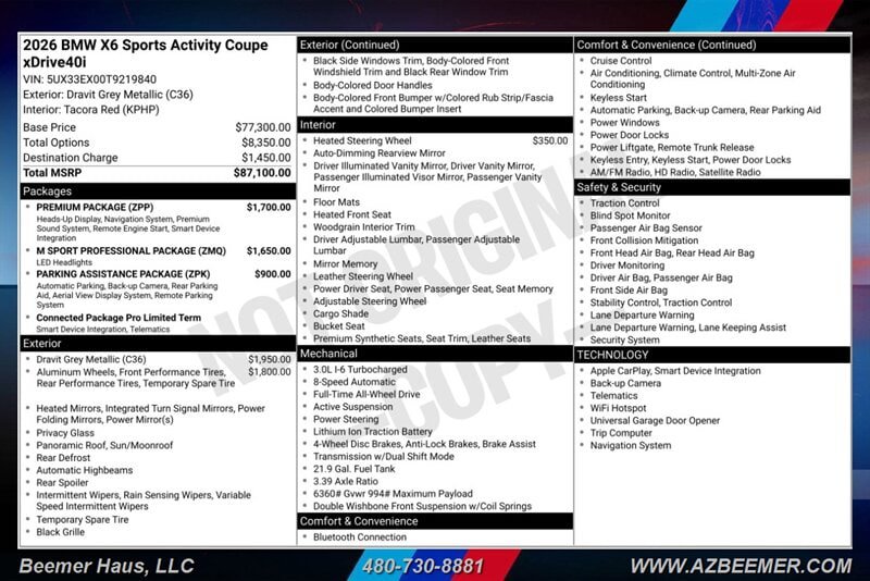 Used 2026 BMW X6 xDrive40i w/ Premium Package AWD/4WD image 3
