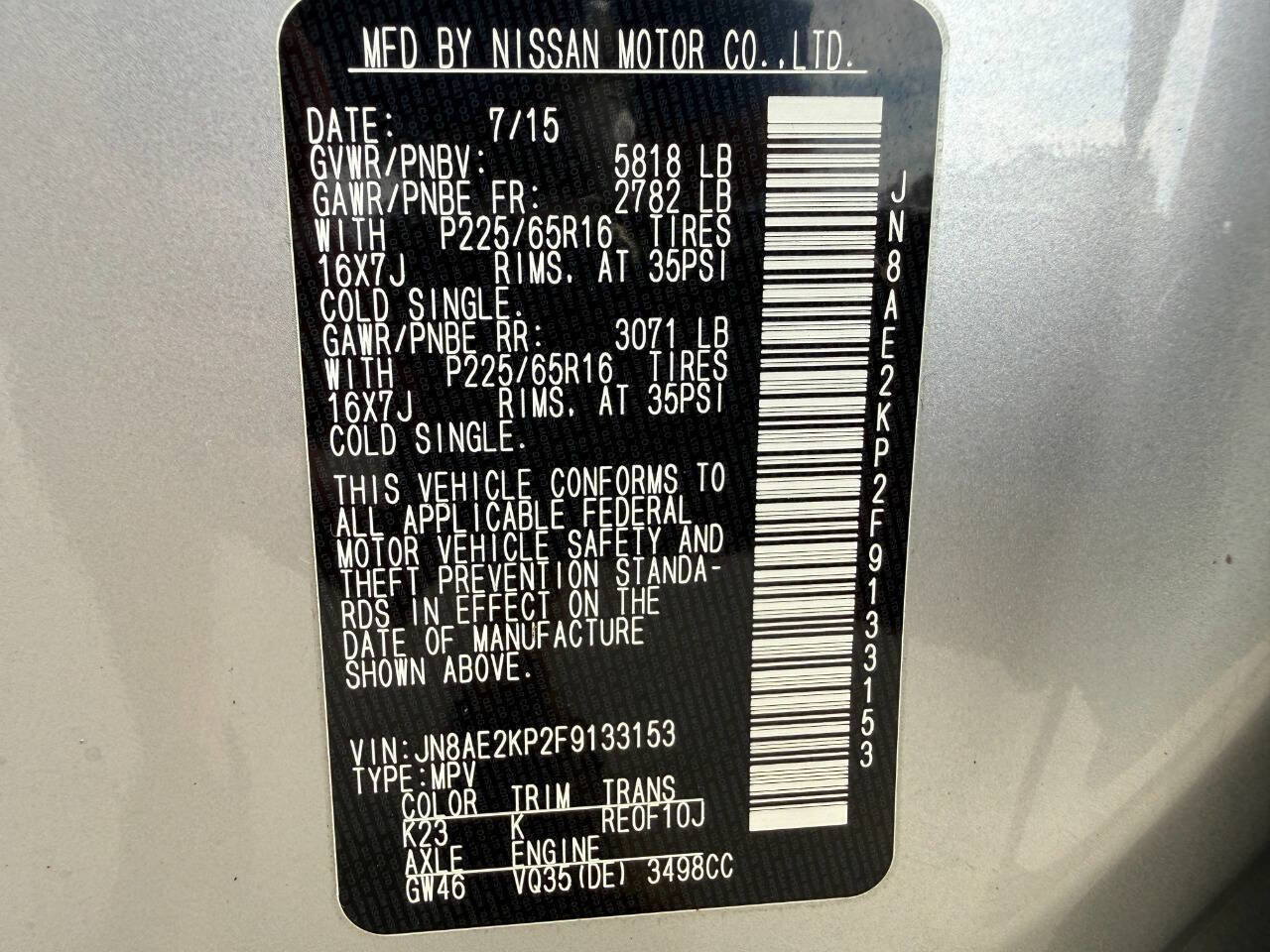 Used 2015 Nissan Quest SV FWD image 41