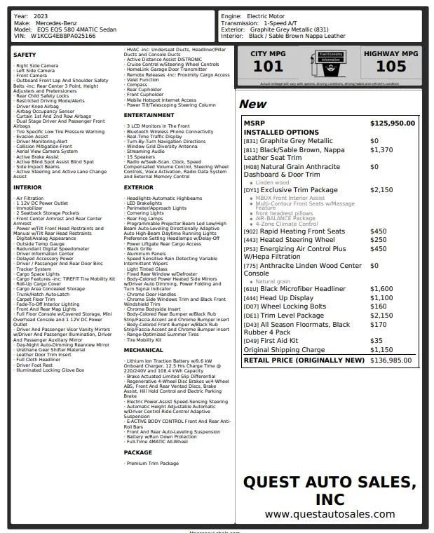 Used 2023 Mercedes-Benz EQS 580 4MATIC Sedan w/ Exclusive Trim Package image 18