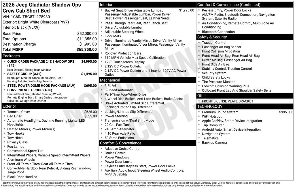 New 2026 Jeep Gladiator Rubicon AWD/4WD image 3