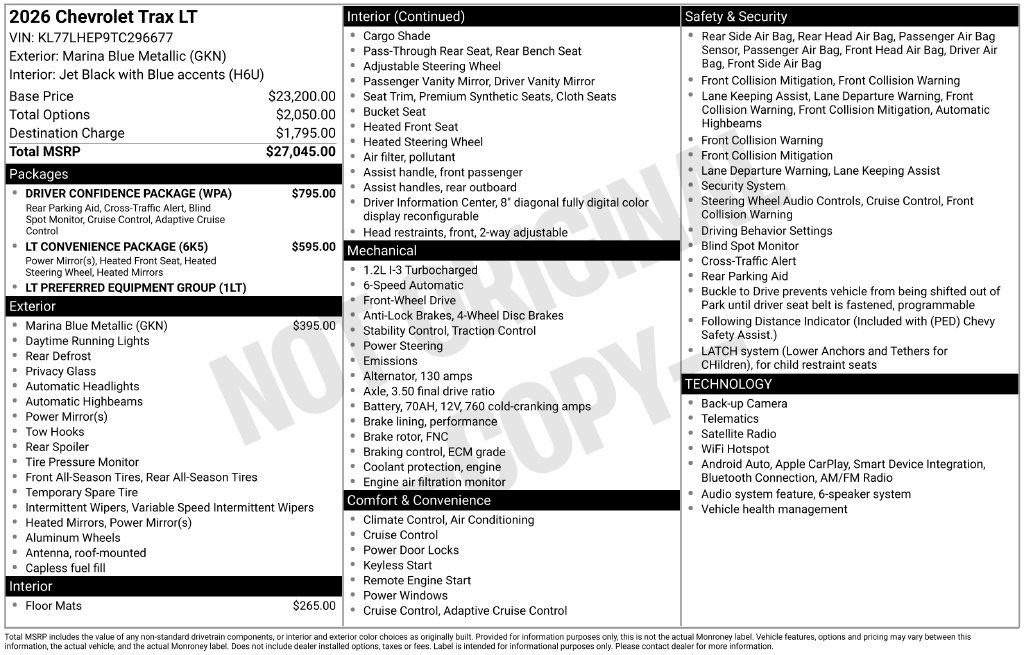 New 2026 Chevrolet Trax LT w/ Driver Confidence Package FWD image 11