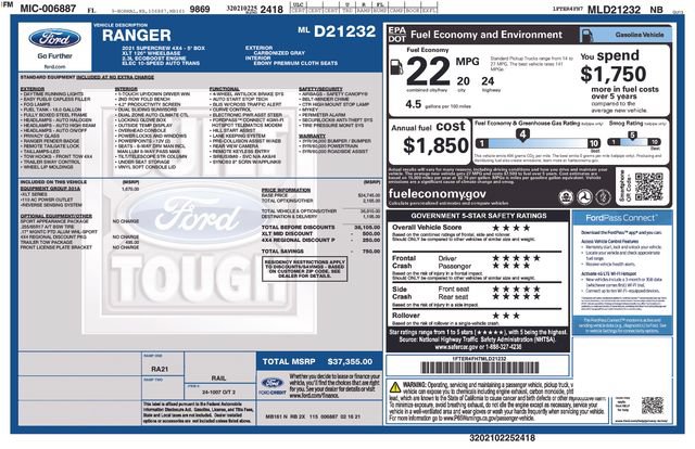 Used 2021 Ford Ranger XLT w/ Equipment Group 301A Mid AWD/4WD image 32