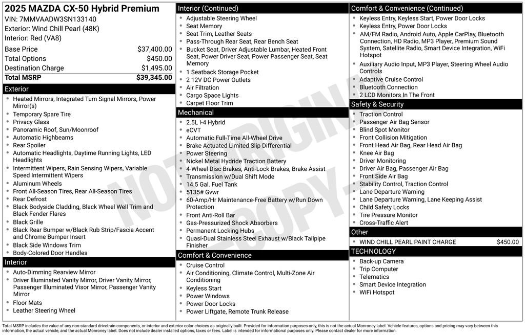 Used 2025 MAZDA CX-50 AWD 2.5 Hybrid w/ Premium Pkg image 34