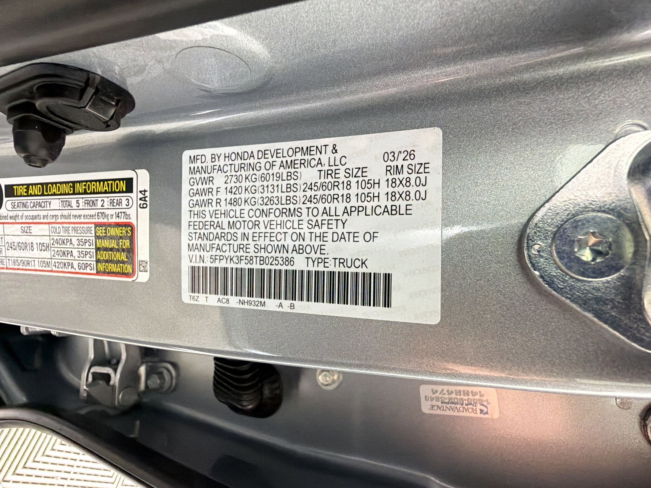 New 2026 Honda Ridgeline RTL image 20