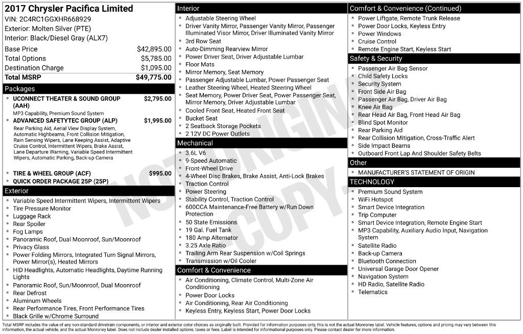 Used 2017 Chrysler Pacifica Limited FWD image 30