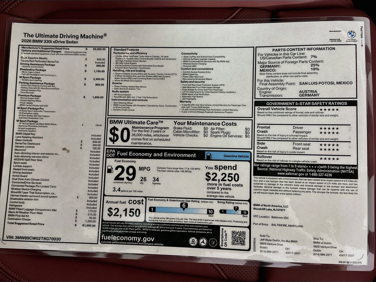New 2026 BMW 330i xDrive Sedan w/ M Sport Package AWD/4WD image 47