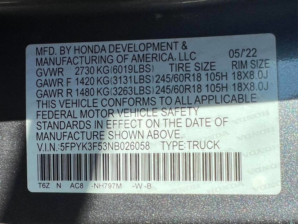 Used 2022 Honda Ridgeline RTL image 26