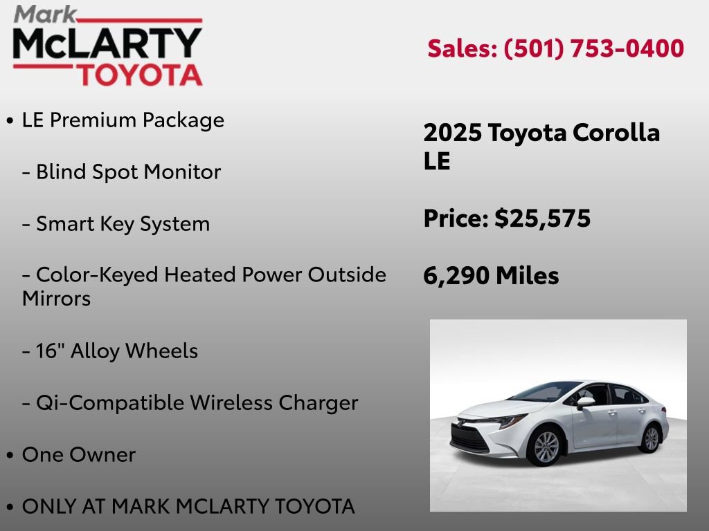 Certified 2025 Toyota Corolla LE w/ LE Premium Package FWD image 8
