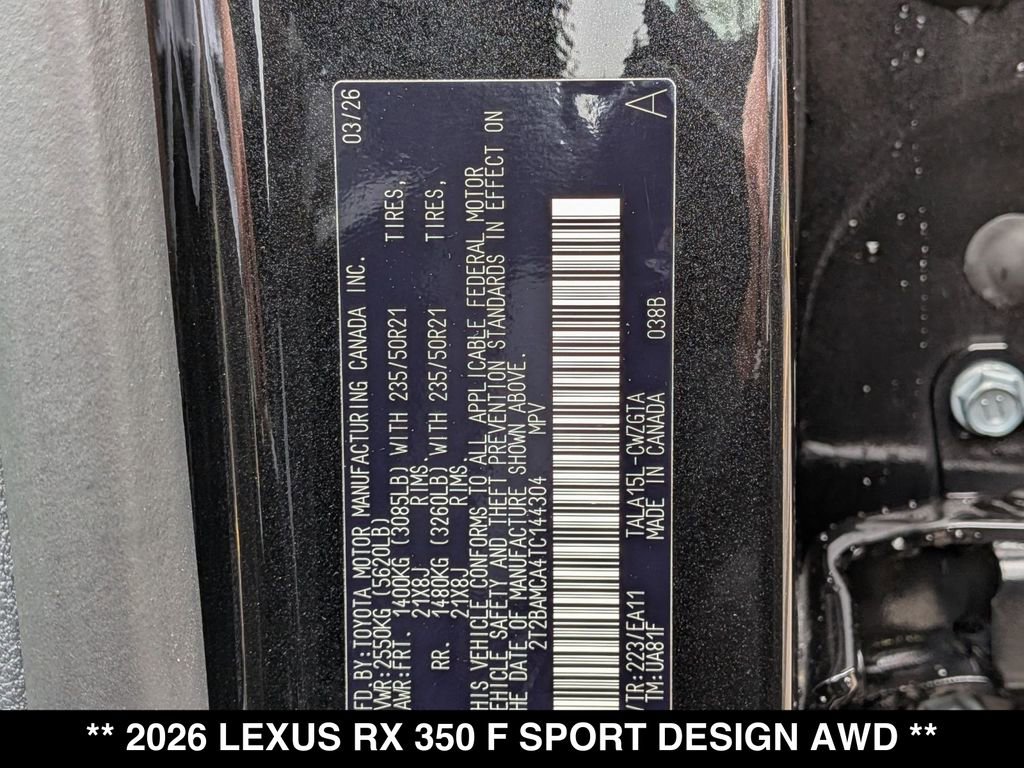 New 2026 Lexus RX 350 F Sport w/ Convenience Package AWD/4WD image 19