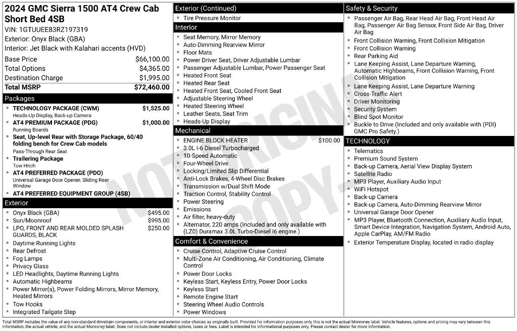 Used 2024 GMC Sierra 1500 AT4 w/ Technology Package AWD/4WD image 3