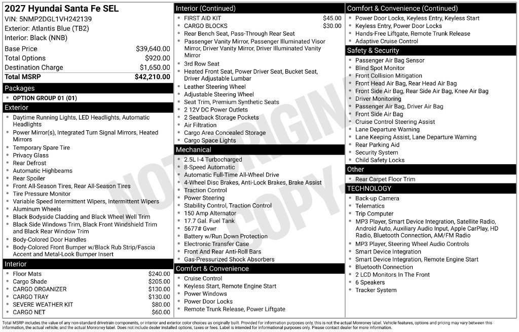 New 2027 Hyundai Santa Fe SEL AWD/4WD image 25