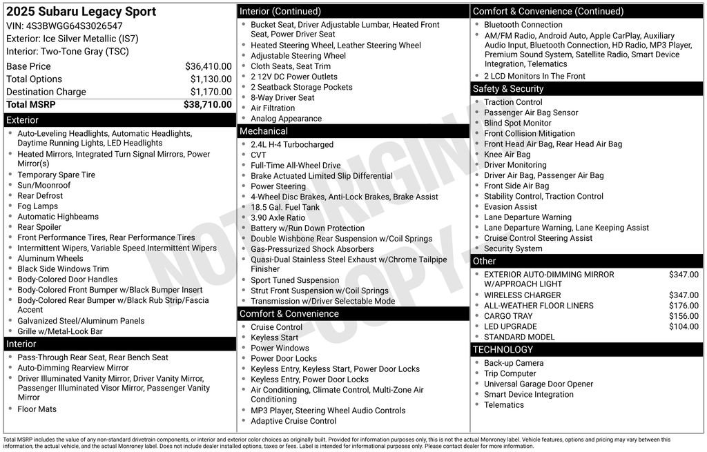 Certified 2025 Subaru Legacy Sport image 5