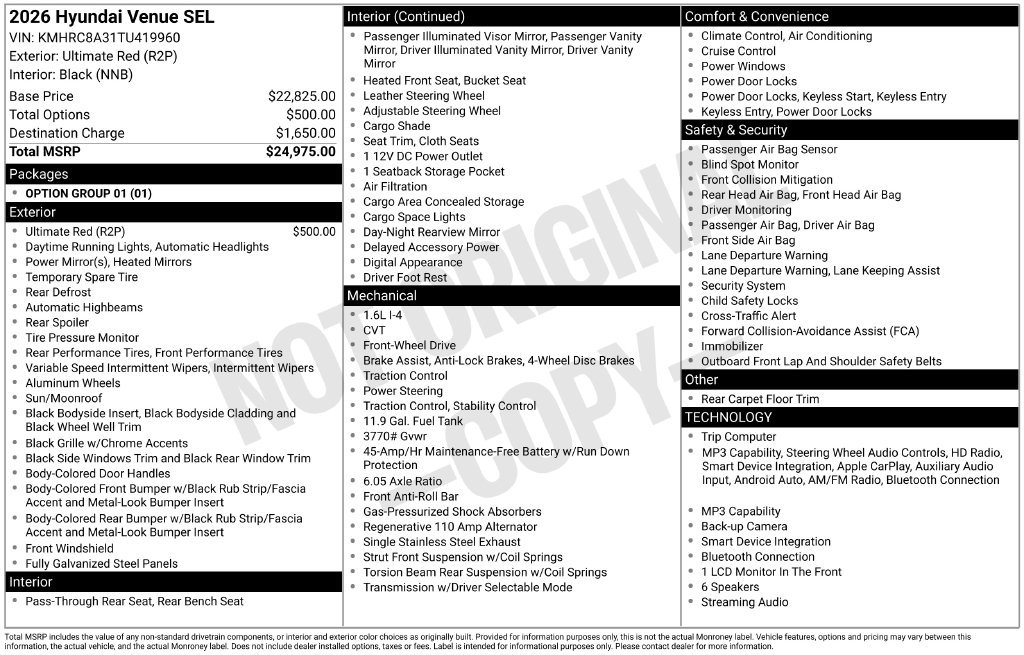 Used 2026 Hyundai Venue SEL FWD image 6