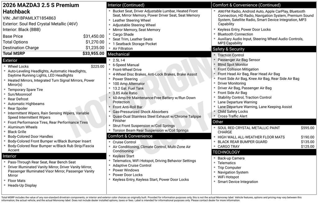 New 2026 MAZDA MAZDA3 2.5 S Hatchback w/ Premium Pkg
