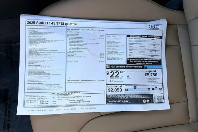 New 2026 Audi Q7 2.0T Premium AWD/4WD image 13