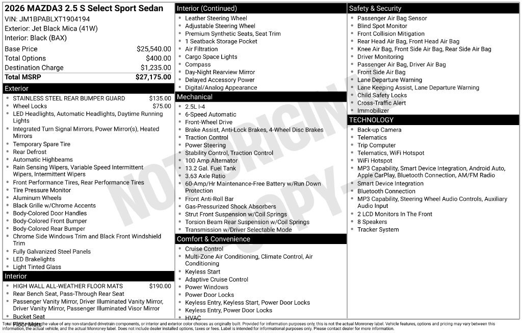 New 2026 MAZDA MAZDA3 s Sport FWD image 21