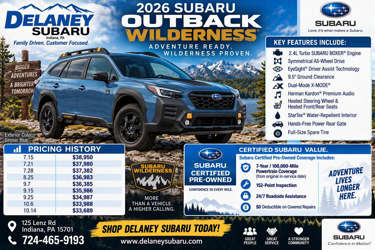 Certified 2025 Subaru Outback Wilderness w/ Wilderness Package AWD/4WD image 2