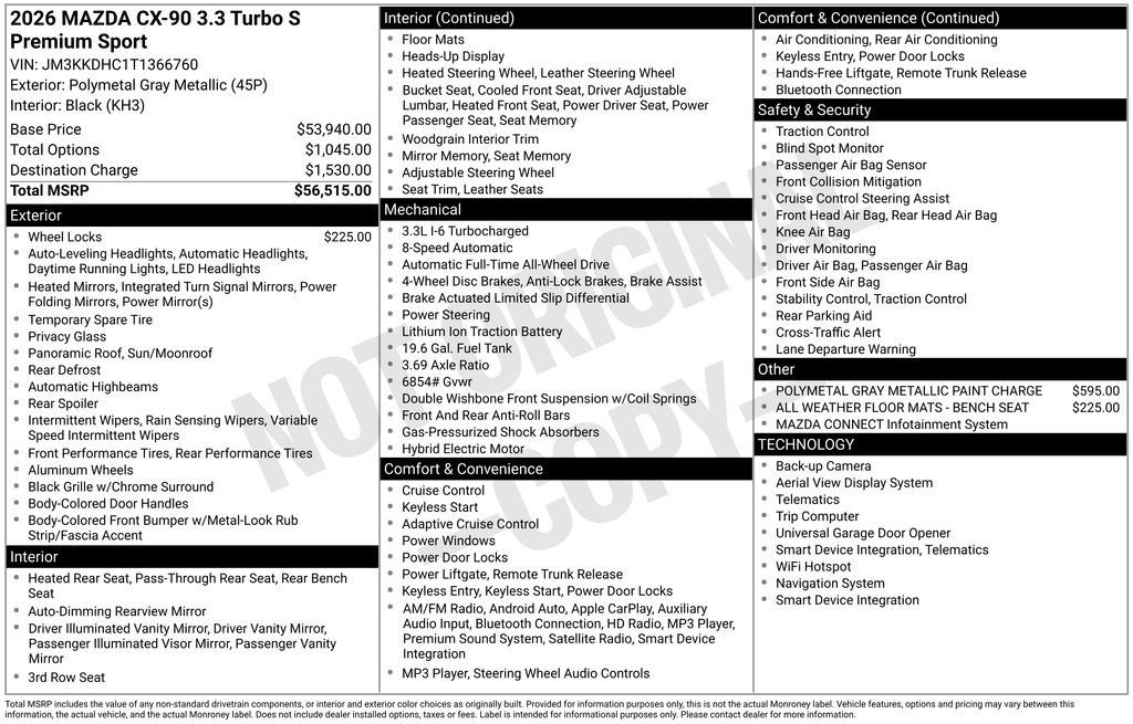 New 2026 MAZDA CX-90 3.3 Turbo S w/ Premium Package image 2