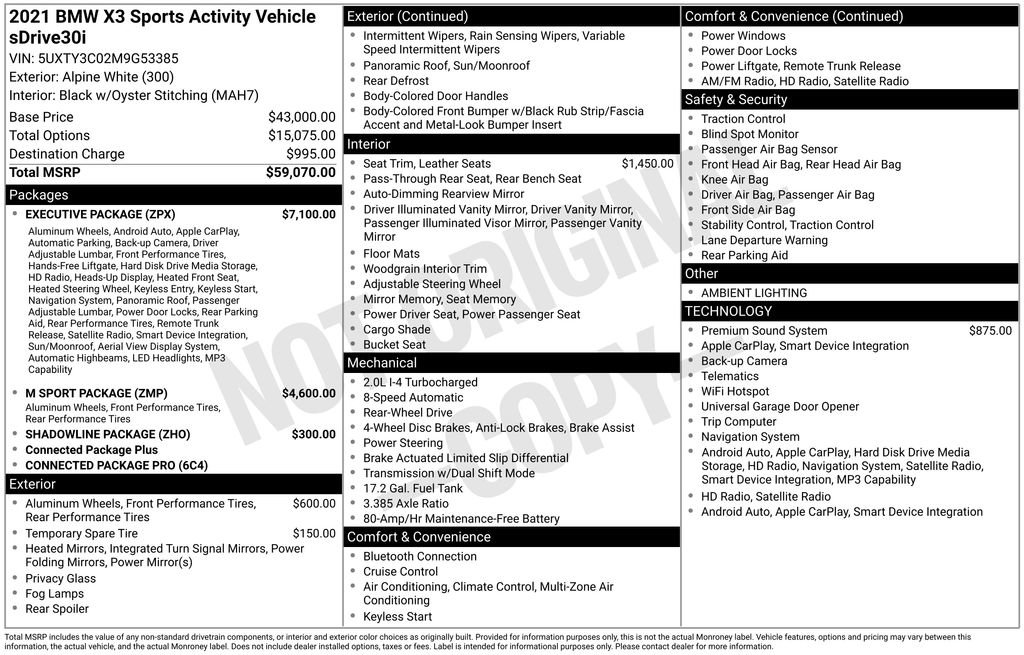 Used 2021 BMW X3 sDrive30i w/ Executive Package RWD image 2