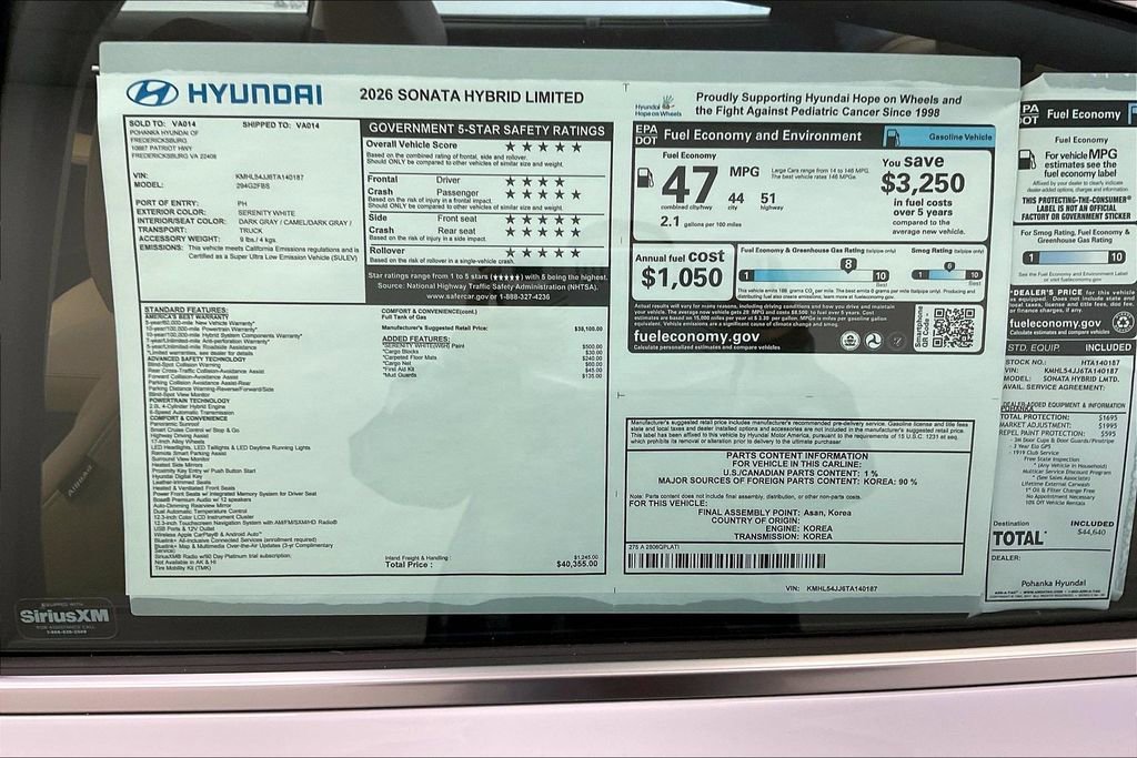 New 2026 Hyundai Sonata Limited image 14