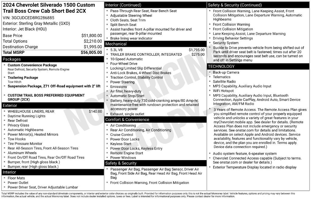 Used 2024 Chevrolet Silverado 1500 Custom Trail Boss AWD/4WD image 2