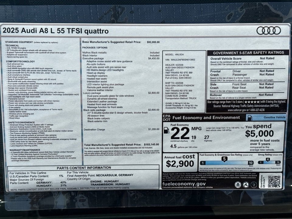 New 2025 Audi A8 L 3.0T image 21