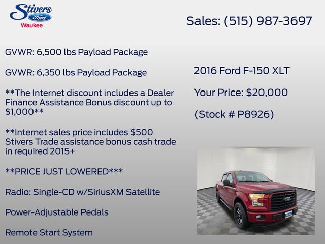 Used 2016 Ford F150 XLT w/ Equipment Group 302A Luxury image 33