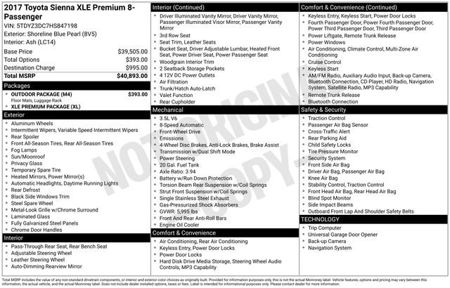 Used 2017 Toyota Sienna XLE Premium w/ Outdoor Package image 14