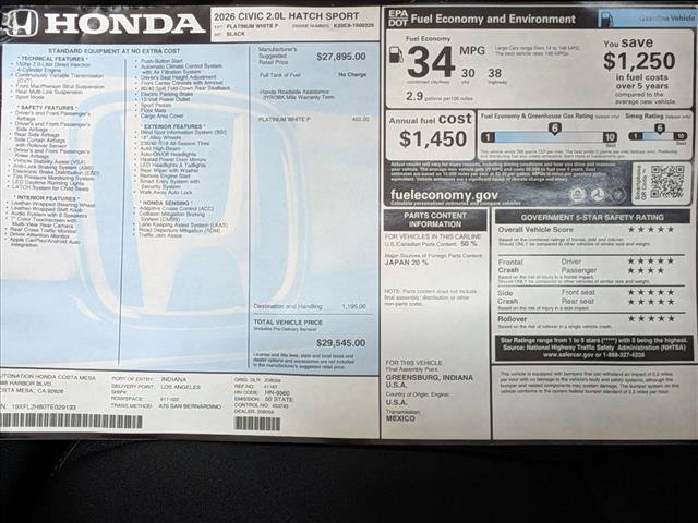 New 2026 Honda Civic Sport image 17
