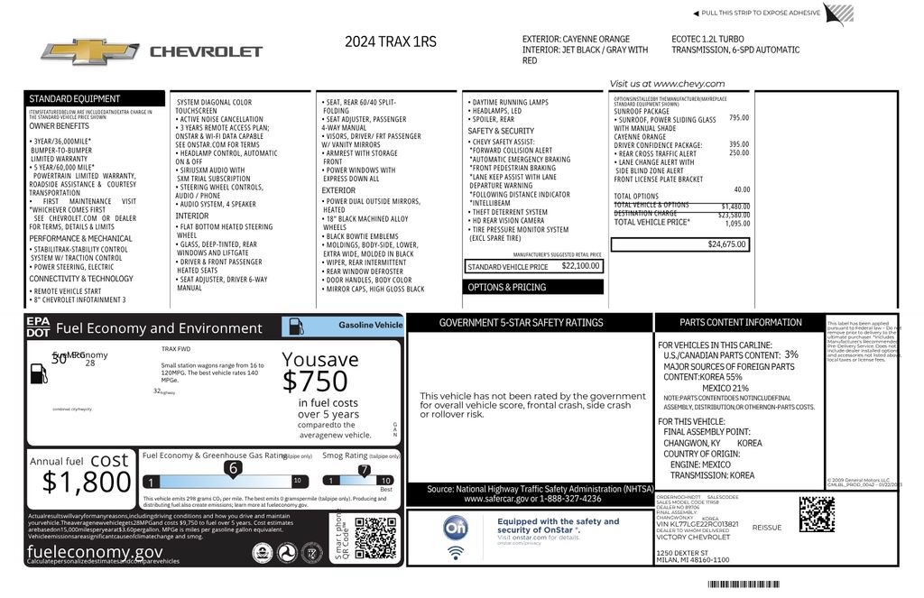 Used 2024 Chevrolet Trax RS w/ Sunroof Package FWD image 12
