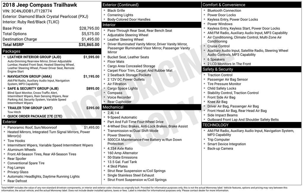 Used 2018 Jeep Compass Trailhawk w/ Leather Interior Group image 31