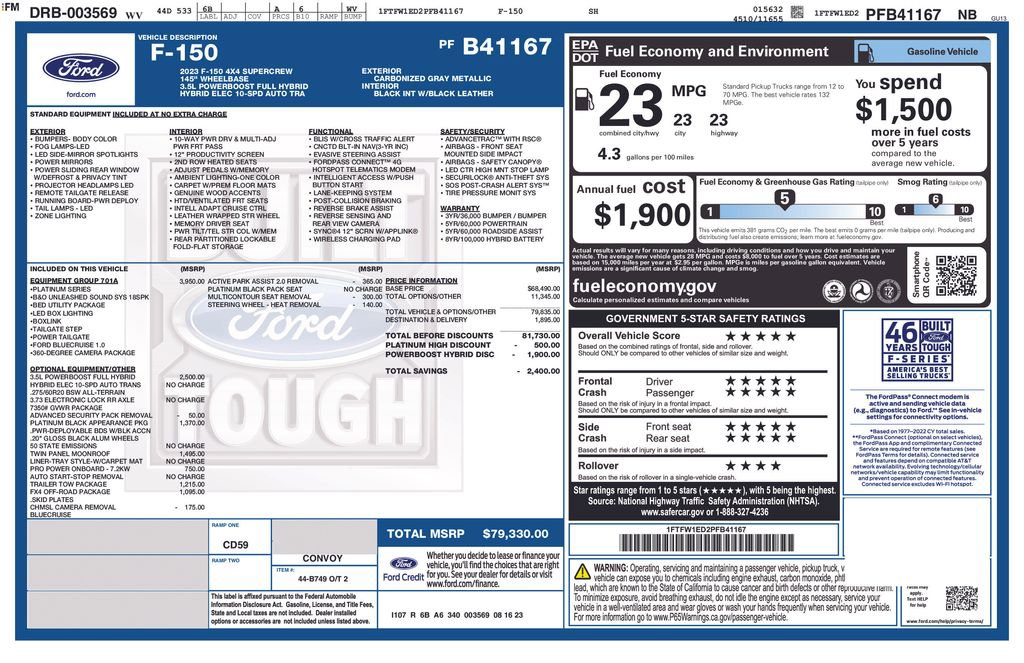 Used 2023 Ford F150 Platinum w/ Equipment Group 701A High AWD/4WD image 6