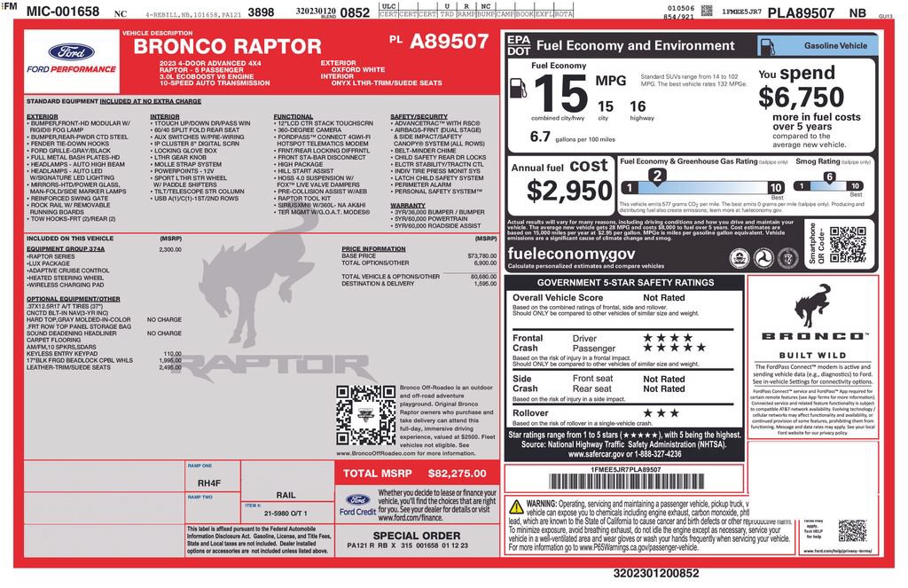 Certified 2023 Ford Bronco Raptor AWD/4WD image 3