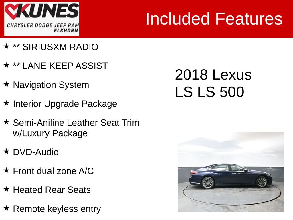 Used 2018 Lexus LS 500 500 Base w/ Interior Upgrade Package image 3