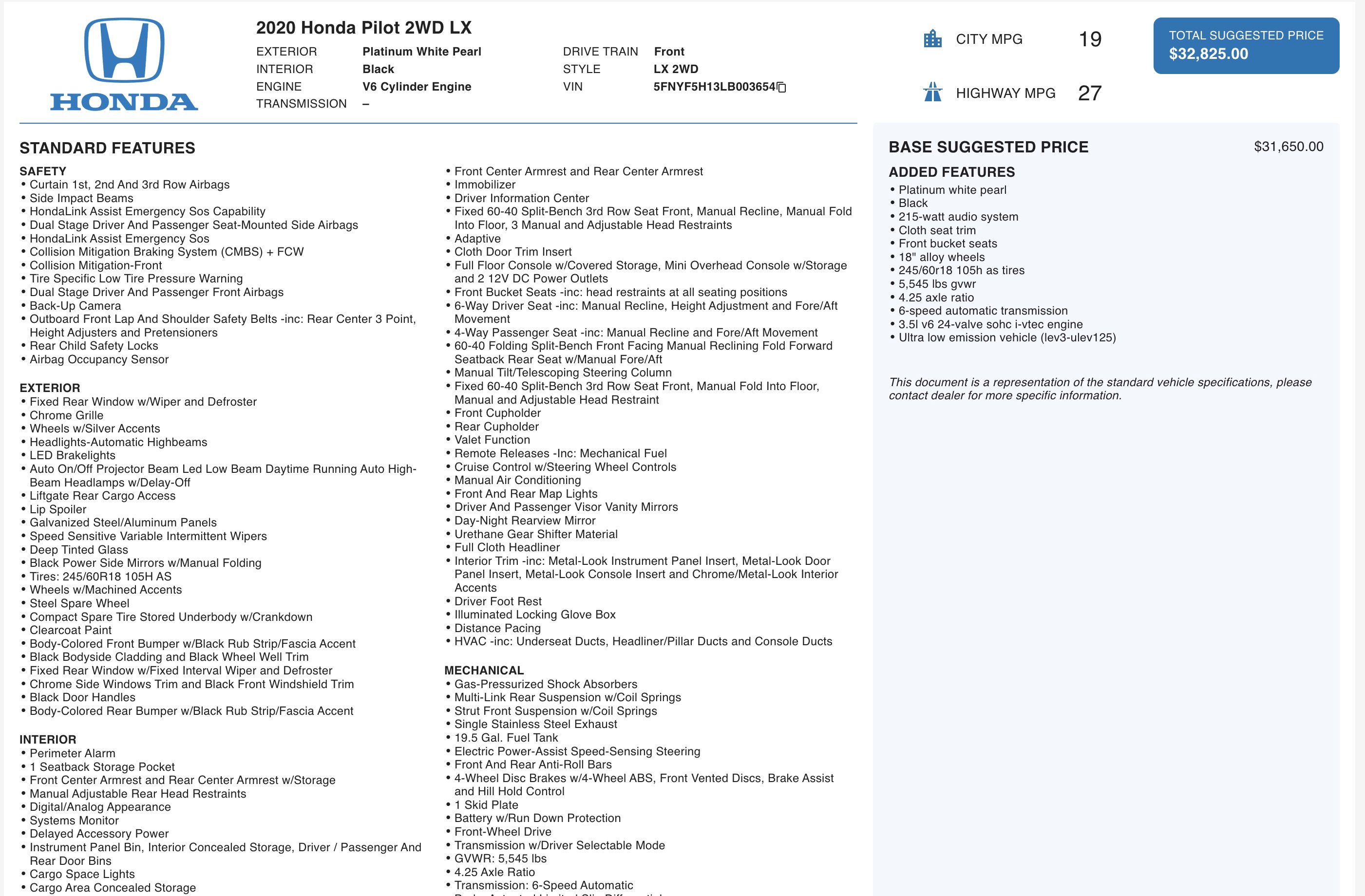 Used 2020 Honda Pilot LX image 5