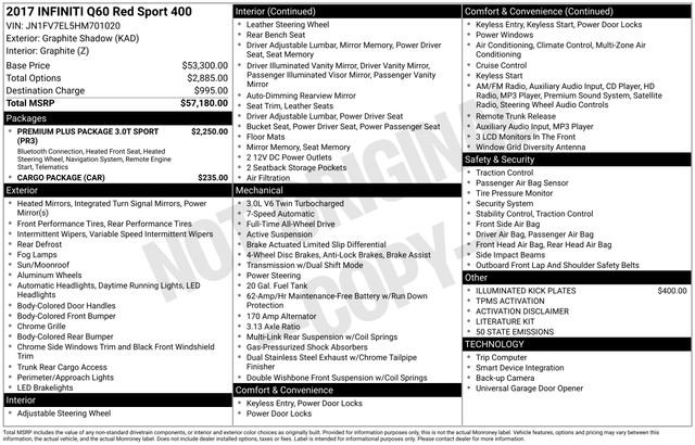 Used 2017 INFINITI Q60 Red Sport 400 image 10