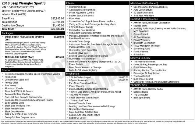 Used 2018 Jeep Wrangler Sport S image 3