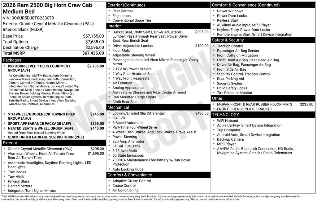 New 2026 RAM 2500 Big Horn AWD/4WD image 35