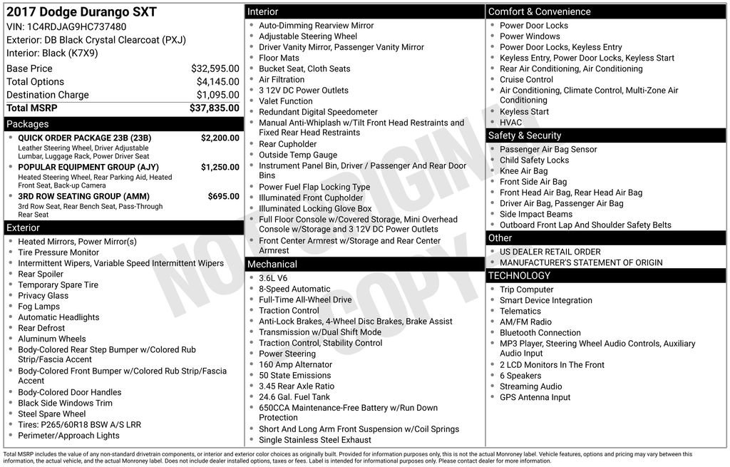 Used 2017 Dodge Durango SXT w/ Quick Order Package 23B AWD/4WD image 6