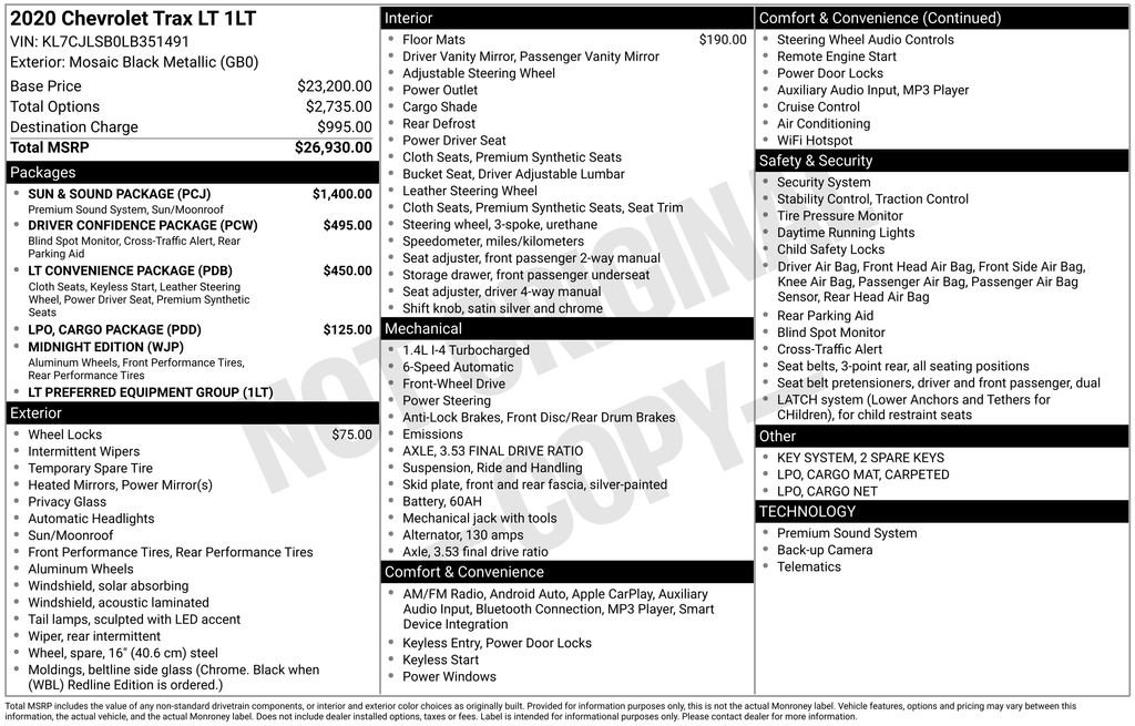 Certified 2020 Chevrolet Trax LT w/ Sun & Sound Package image 10