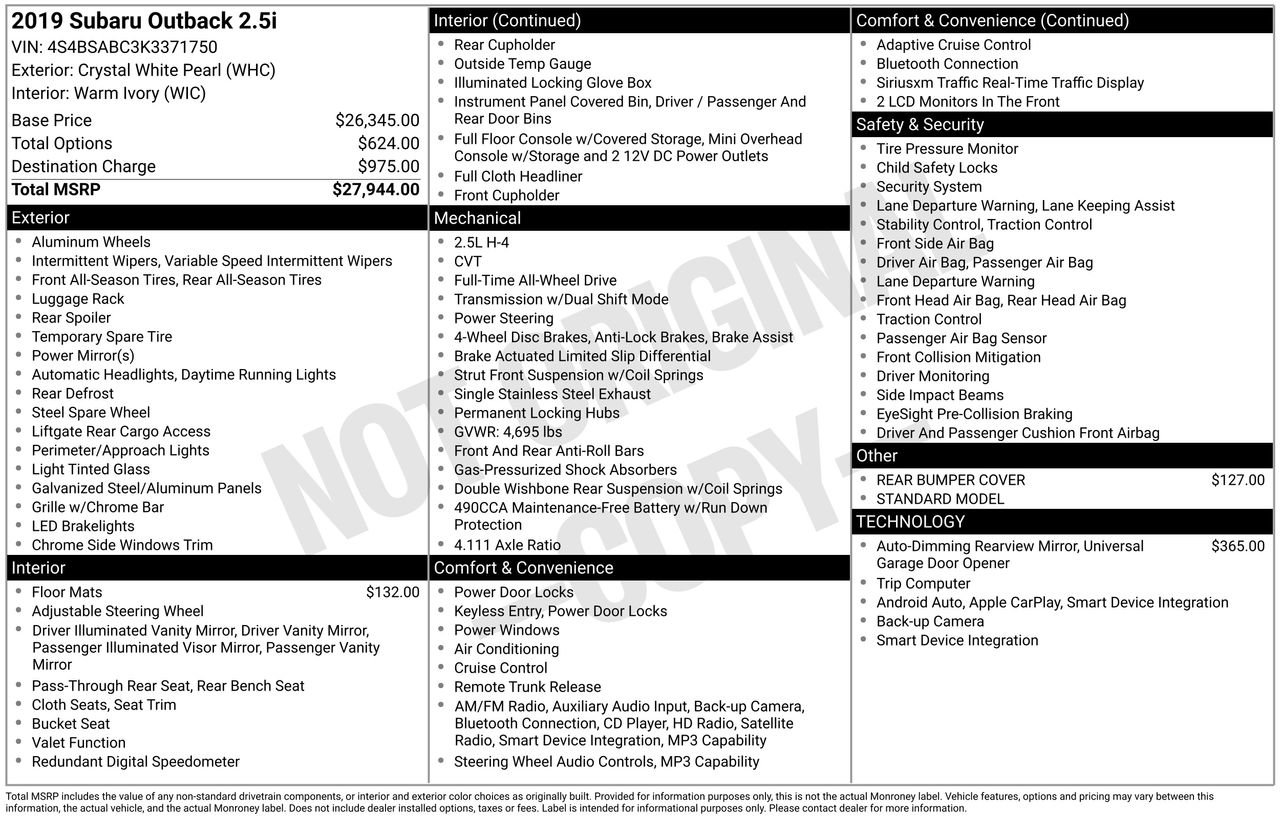 Used 2019 Subaru Outback 2.5i image 48